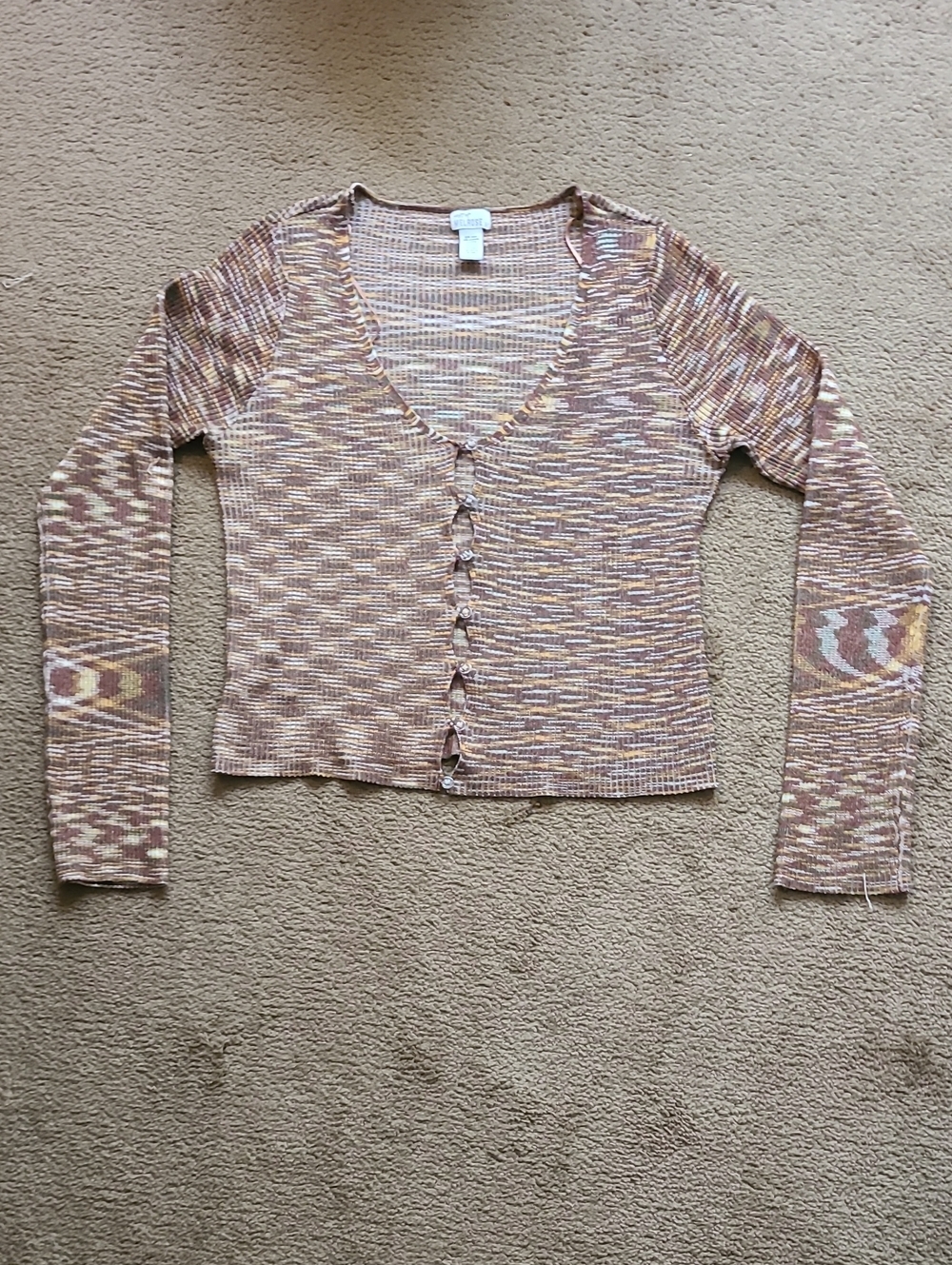 Rafaella Brown & Cream Knit Crop Cardigan